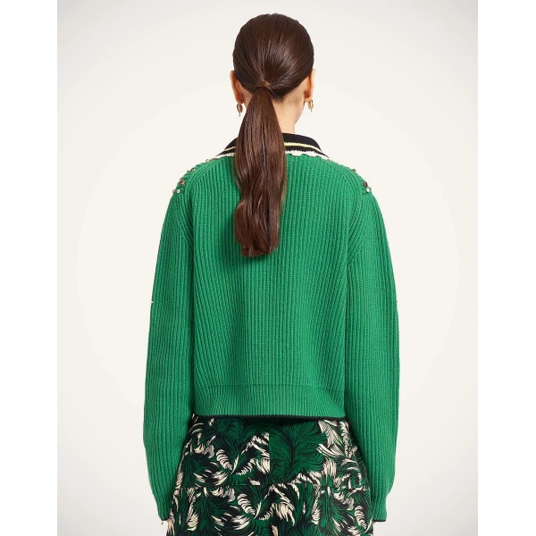 La DoubleJ Picket High Sweater in Green, view 3