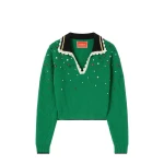 La DoubleJ Picket High Sweater in Green at Coveti