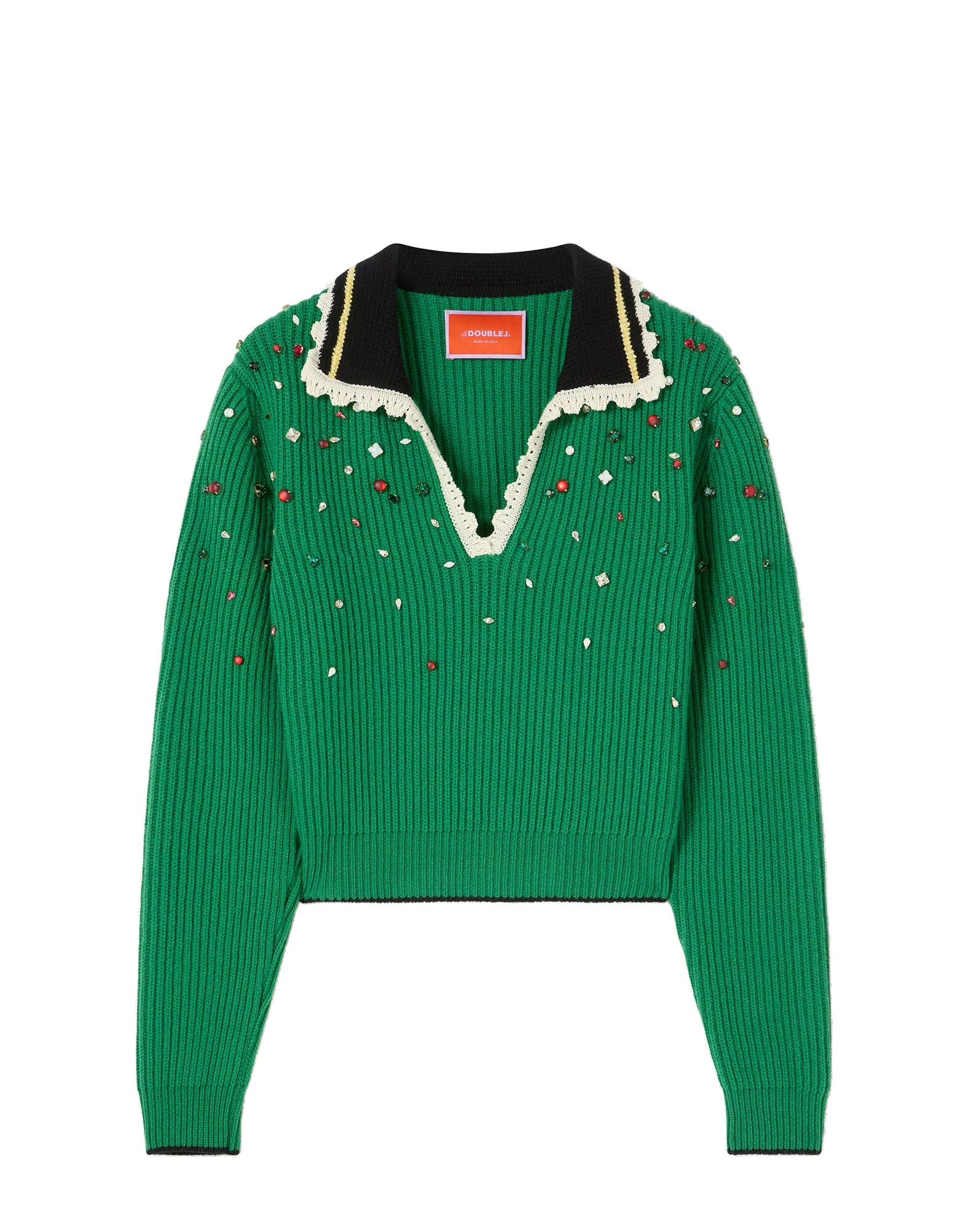La DoubleJ Picket High Sweater in Green at Coveti La DoubleJ Picket High Sweater in Green at Coveti