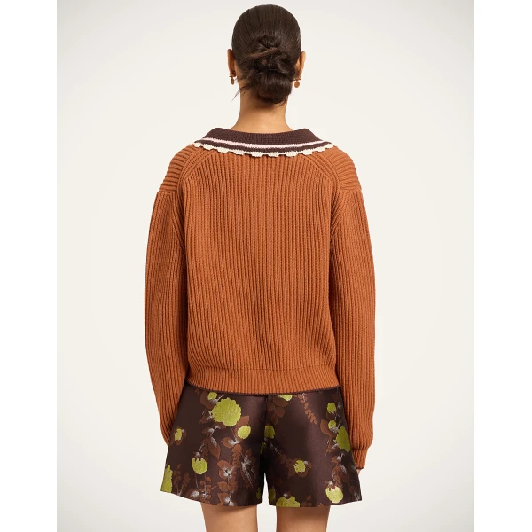 La DoubleJ Picket High Sweater in Tobacco at Coveti
