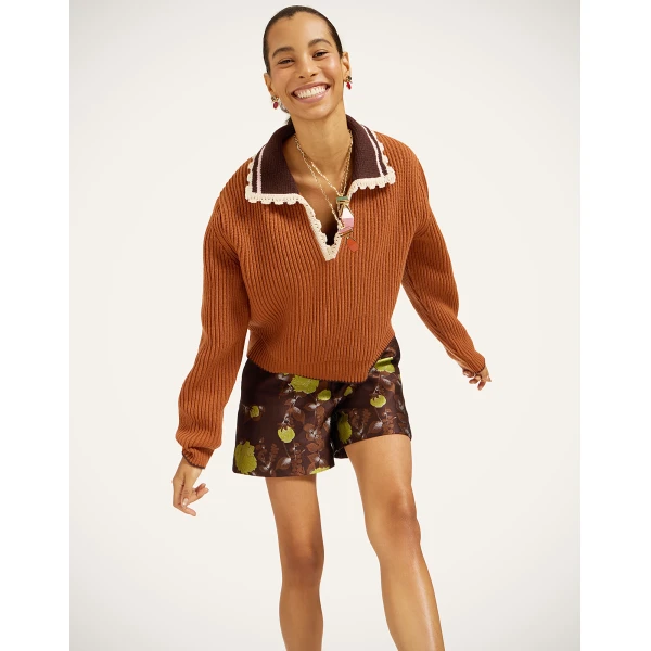 La DoubleJ Picket High Sweater in Tobacco at Coveti