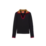 La DoubleJ Picket Polo Jumper in Black Knit