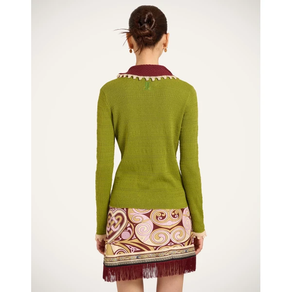 La DoubleJ Picket Polo Jumper in Lime at Coveti