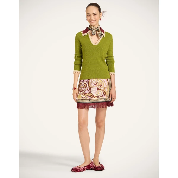 La DoubleJ Picket Polo Jumper in Lime at Coveti
