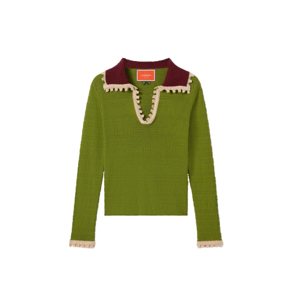 Picket Polo Jumper in Lime