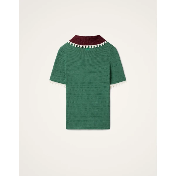 La DoubleJ Picket Polo Top in Green, view 6