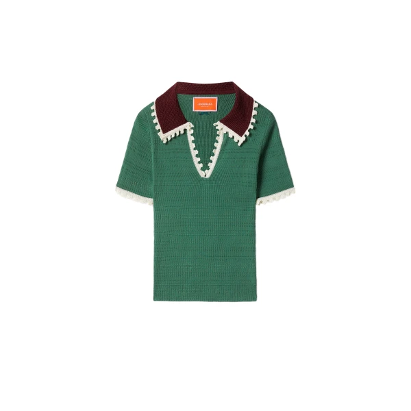 La DoubleJ Picket Polo Top in Green