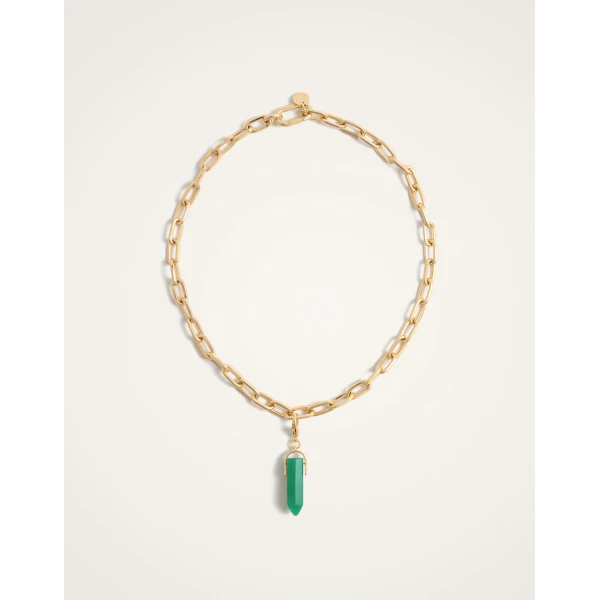 La DoubleJ Pillar Charm in 24K Gold Plate & Aventurine, view 4