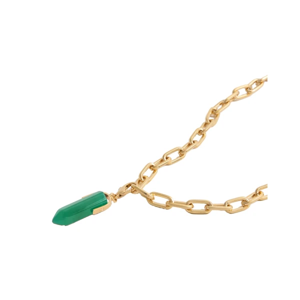 La DoubleJ Pillar Charm in 24K Gold Plate & Aventurine