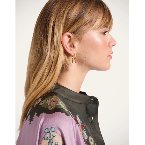 La DoubleJ Pillar Earrings in 24K Gold Plate & Clear Quartz | Earrings | Coveti