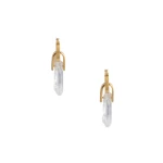 La DoubleJ Pillar Earrings in 24K Gold Plate & Clear Quartz | Earrings | Coveti