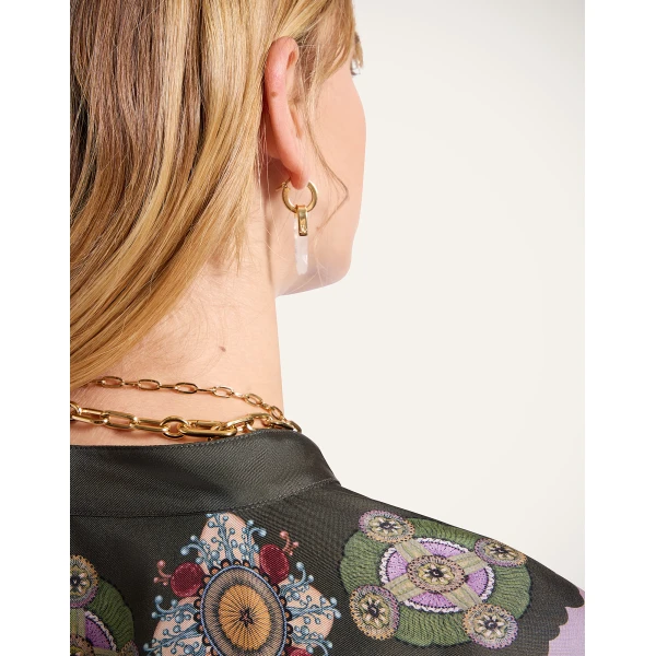 La DoubleJ Pillar Earrings in 24K Gold Plate & Clear Quartz | Earrings | Coveti