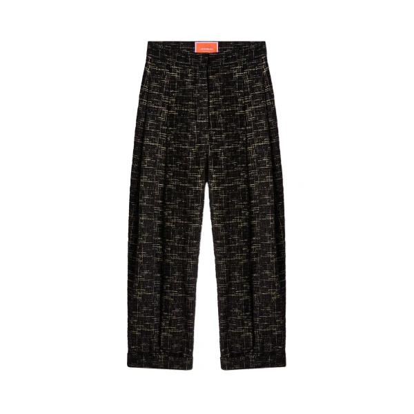 Pleated Pants in Bicolor Black