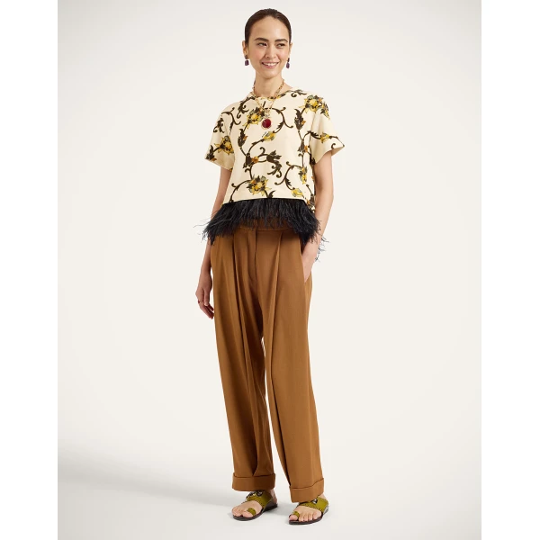La DoubleJ Pleated Pants in Tobacco at Coveti