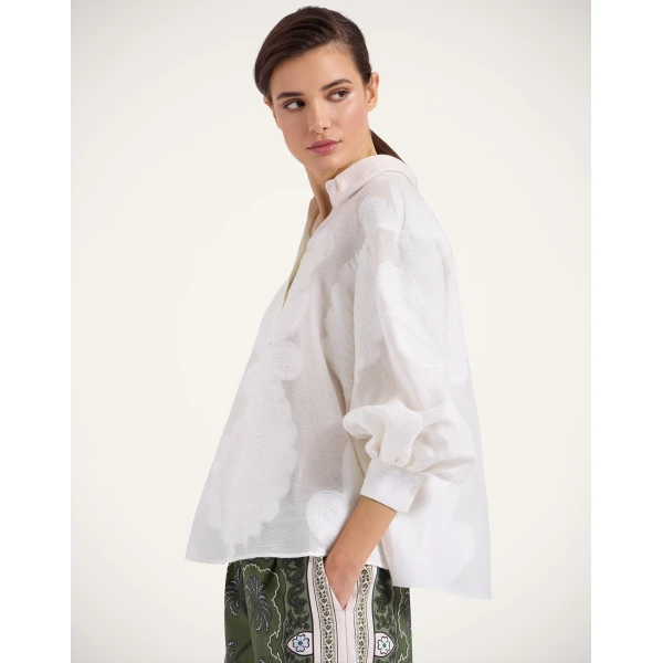 La DoubleJ Poet Shirt in Pineapple Lace White, view 2