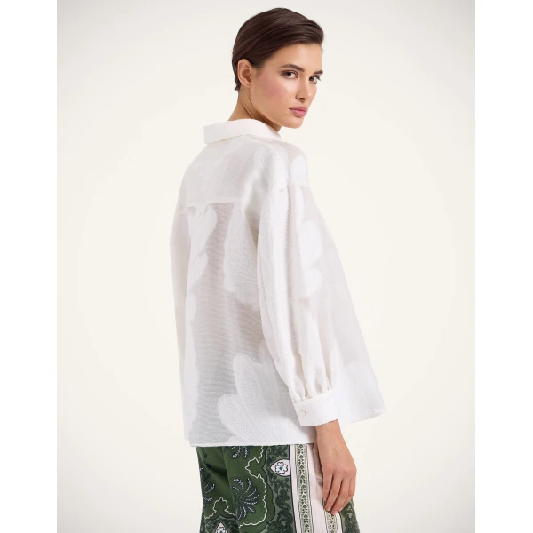 La DoubleJ Poet Shirt in Pineapple Lace White, view 3