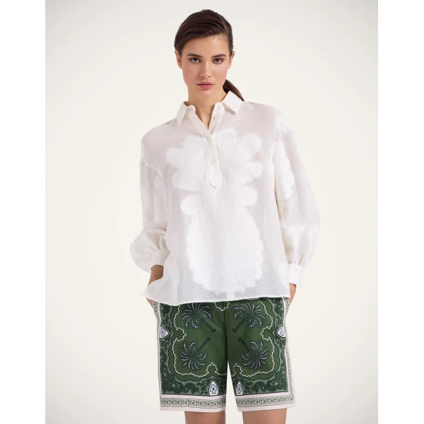 La DoubleJ Poet Shirt in Pineapple Lace White, view 4