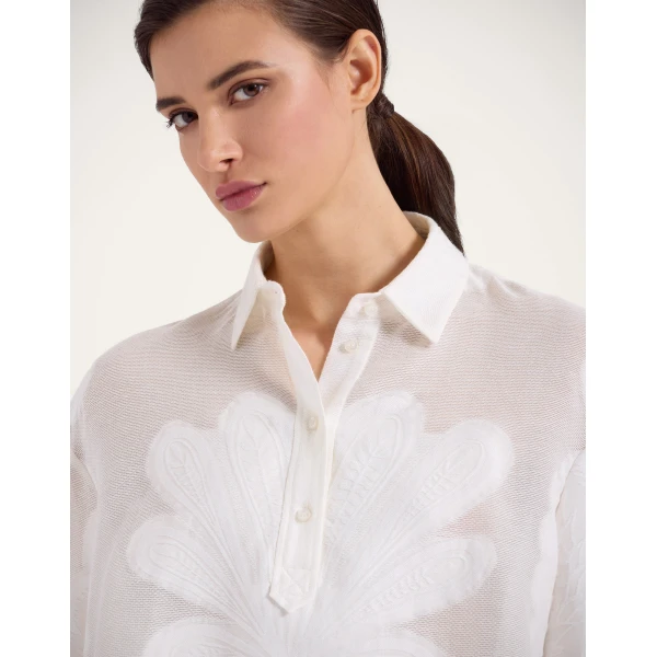 La DoubleJ Poet Shirt in Pineapple Lace White, view 5