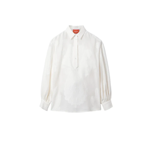 La DoubleJ Poet Shirt in Pineapple Lace White