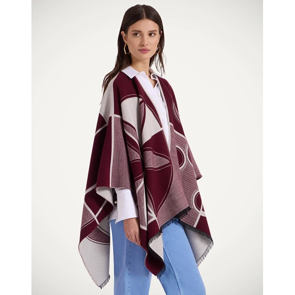 La DoubleJ Poncho in Eclipse Burgundy Jacket, view 2