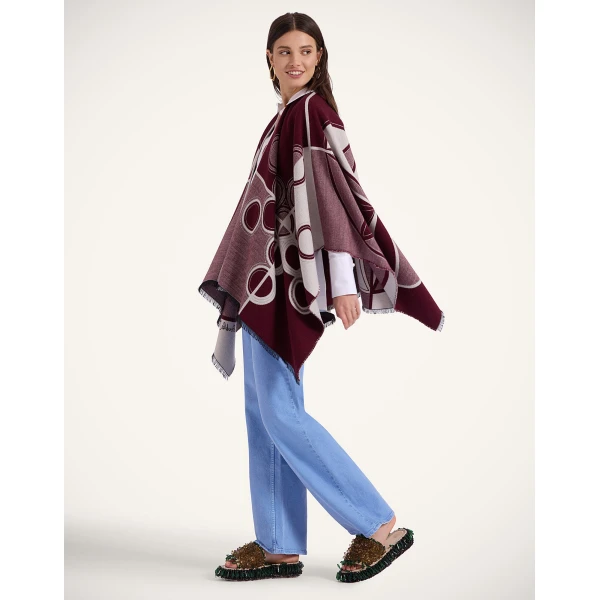 La DoubleJ Poncho in Eclipse Burgundy Jacket, view 5