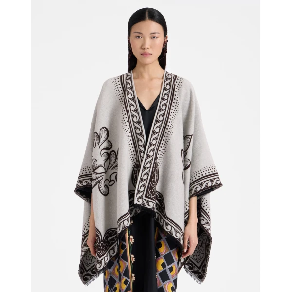 La DoubleJ Poncho in Herald Cream Jacket, view 2