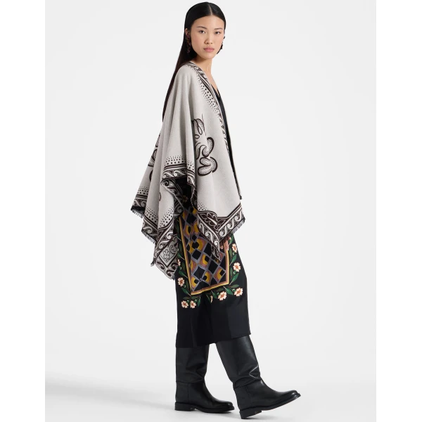 La DoubleJ Poncho in Herald Cream Jacket, view 4