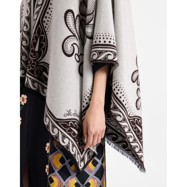 La DoubleJ Poncho in Herald Cream Jacket, view 5