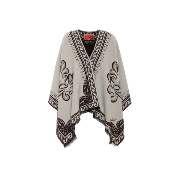 La DoubleJ Poncho in Herald Cream at Coveti