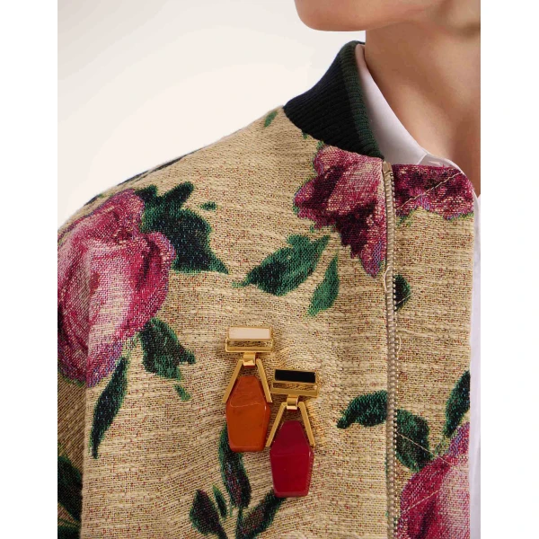 La DoubleJ Portal Brooch in 24K Gold Plate & Orange Resin | Brooches & Pins | Coveti