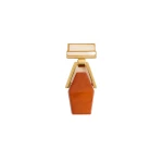 La DoubleJ Portal Brooch in 24K Gold Plate & Orange Resin
