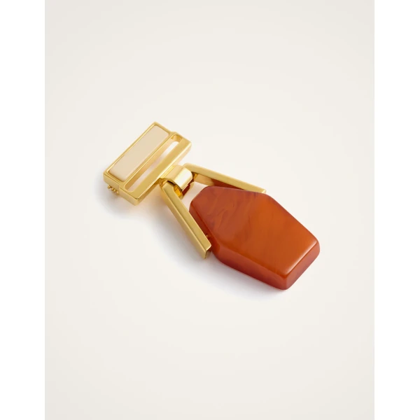 La DoubleJ Portal Brooch in 24K Gold Plate & Orange Resin | Brooches & Pins | Coveti