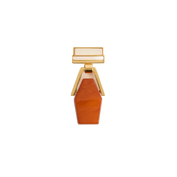 La DoubleJ Portal Brooch in 24K Gold Plate & Orange Resin | Brooches & Pins | Coveti