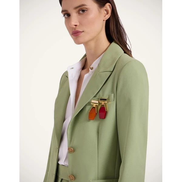 La DoubleJ Portal Brooch in 24K Gold Plate & Red Resin | Brooches & Pins | Coveti