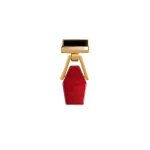 La DoubleJ Portal Brooch in 24K Gold Plate & Red Resin