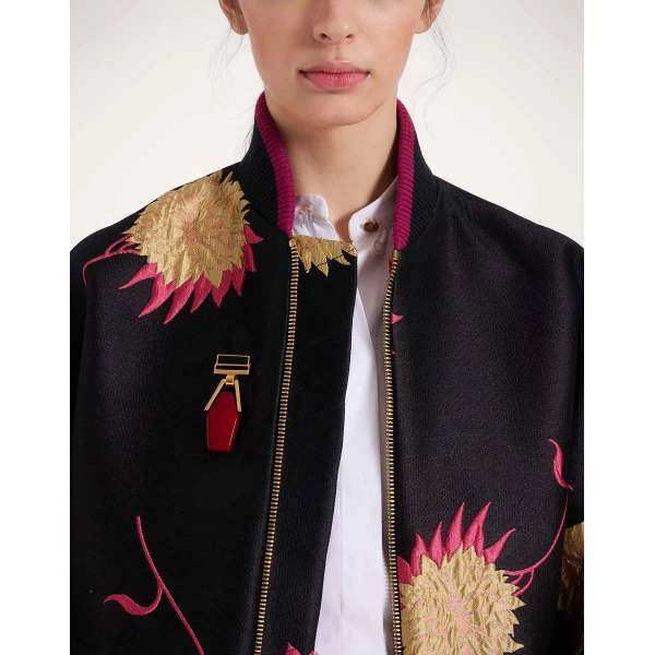 La DoubleJ Portal Brooch in 24K Gold Plate & Red Resin | Brooches & Pins | Coveti