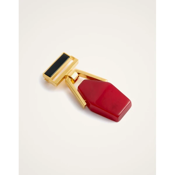 La DoubleJ Portal Brooch in 24K Gold Plate & Red Resin | Brooches & Pins | Coveti