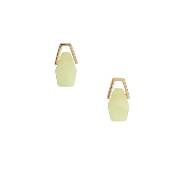 Portal Earrings in 24K Gold Plate & Green Resin