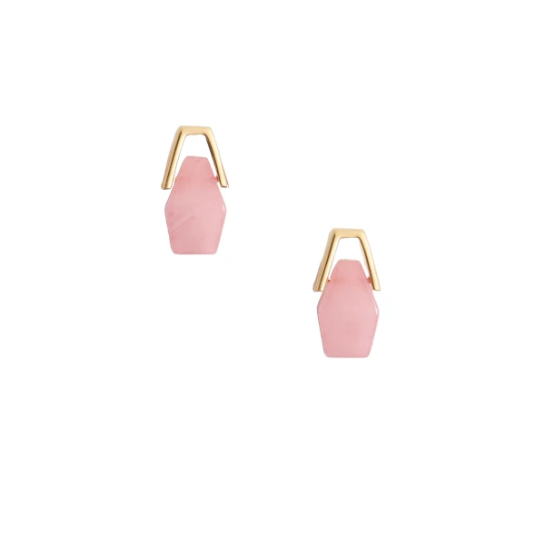 Portal Earrings in 24K Gold Plate & Pink Resin