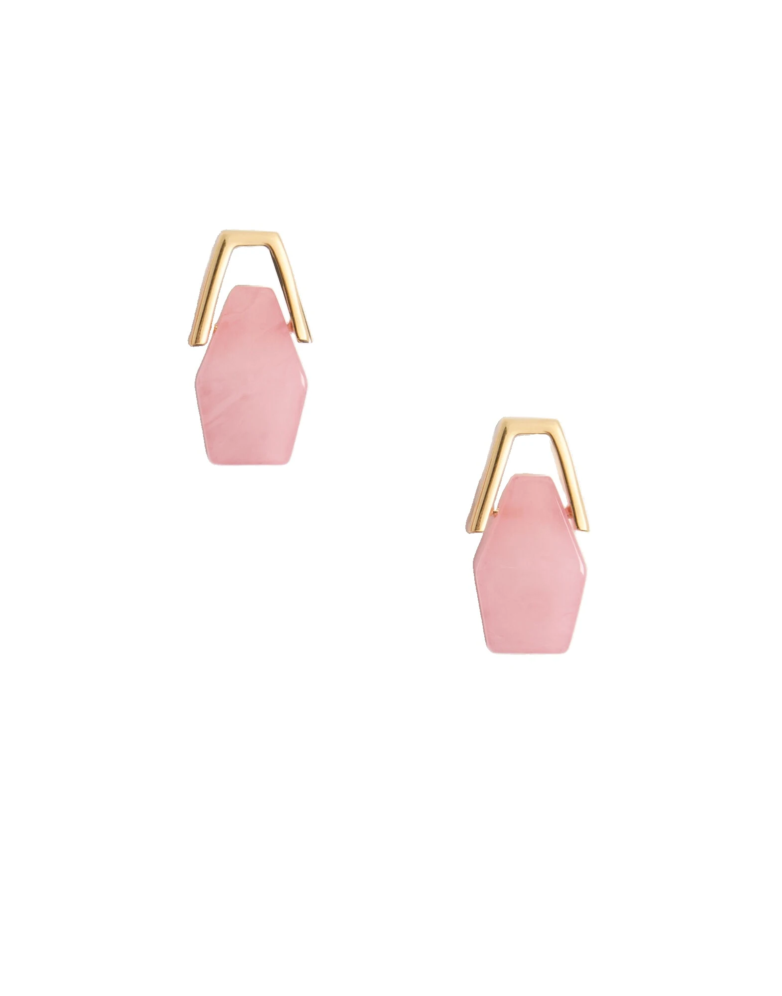 La DoubleJ Portal Earrings in 24K Gold Plate & Pink Resin at Coveti La DoubleJ Portal Earrings in 24K Gold Plate & Pink Resin at Coveti