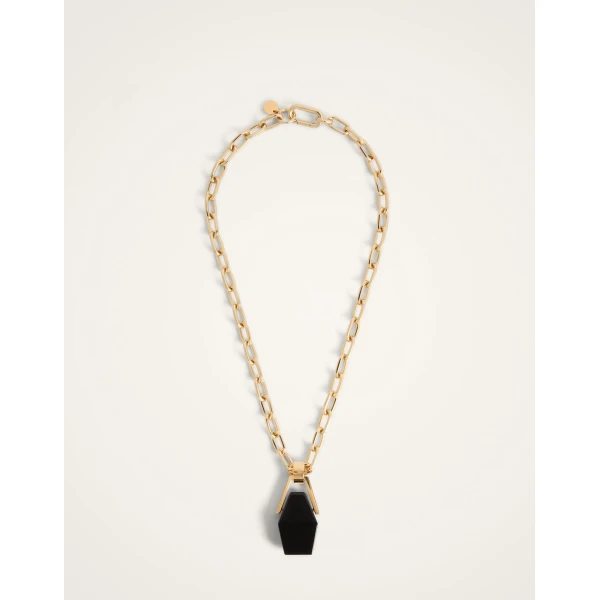 La DoubleJ Portal Necklace in 24K Gold Plate And Onyx at Coveti