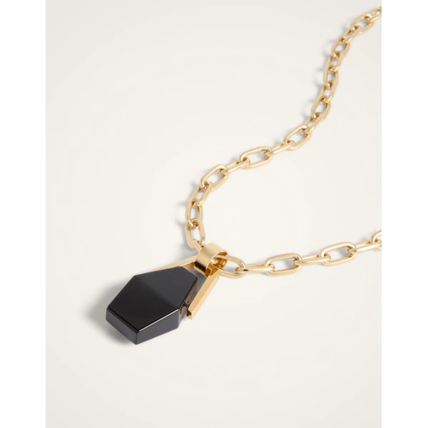 La DoubleJ Portal Necklace in 24K Gold Plate And Onyx at Coveti