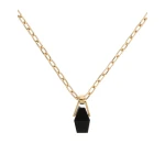 La DoubleJ Portal Necklace in 24K Gold Plate And Onyx at Coveti