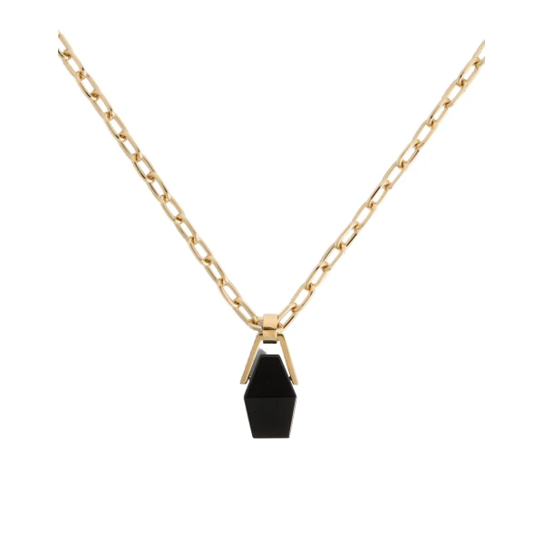 La DoubleJ Portal Necklace in 24K Gold Plate And Onyx at Coveti