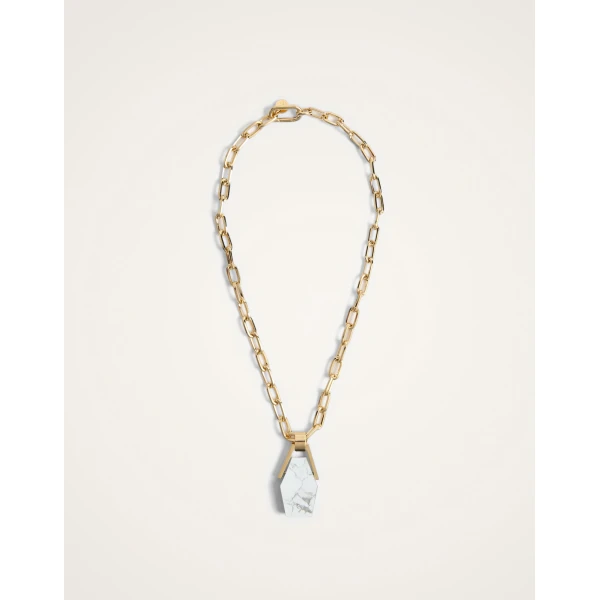 La DoubleJ Portal Necklace in 24K Gold Plate & Howlite at Coveti