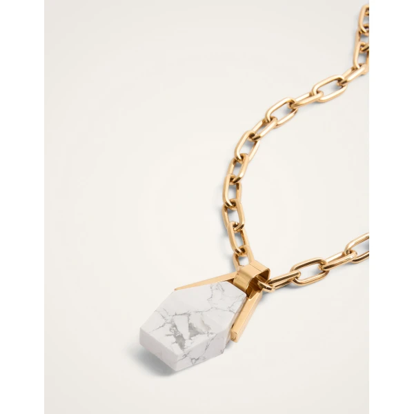 La DoubleJ Portal Necklace in 24K Gold Plate & Howlite at Coveti