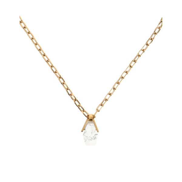 La DoubleJ Portal Necklace in 24K Gold Plate & Howlite at Coveti