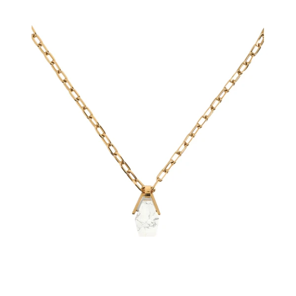 La DoubleJ Portal Necklace in 24K Gold Plate & Howlite at Coveti