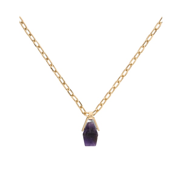 La DoubleJ Portal Necklace in 24k Gold Plate & Amethyst at Coveti