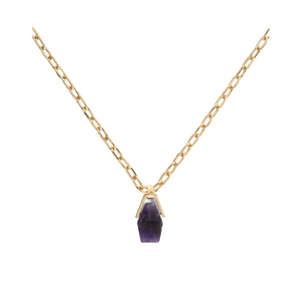 La DoubleJ Portal Necklace in 24k Gold Plate & Amethyst at Coveti